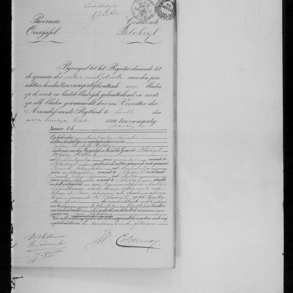Civil registry of births, Blokzijl, 1892, record 46