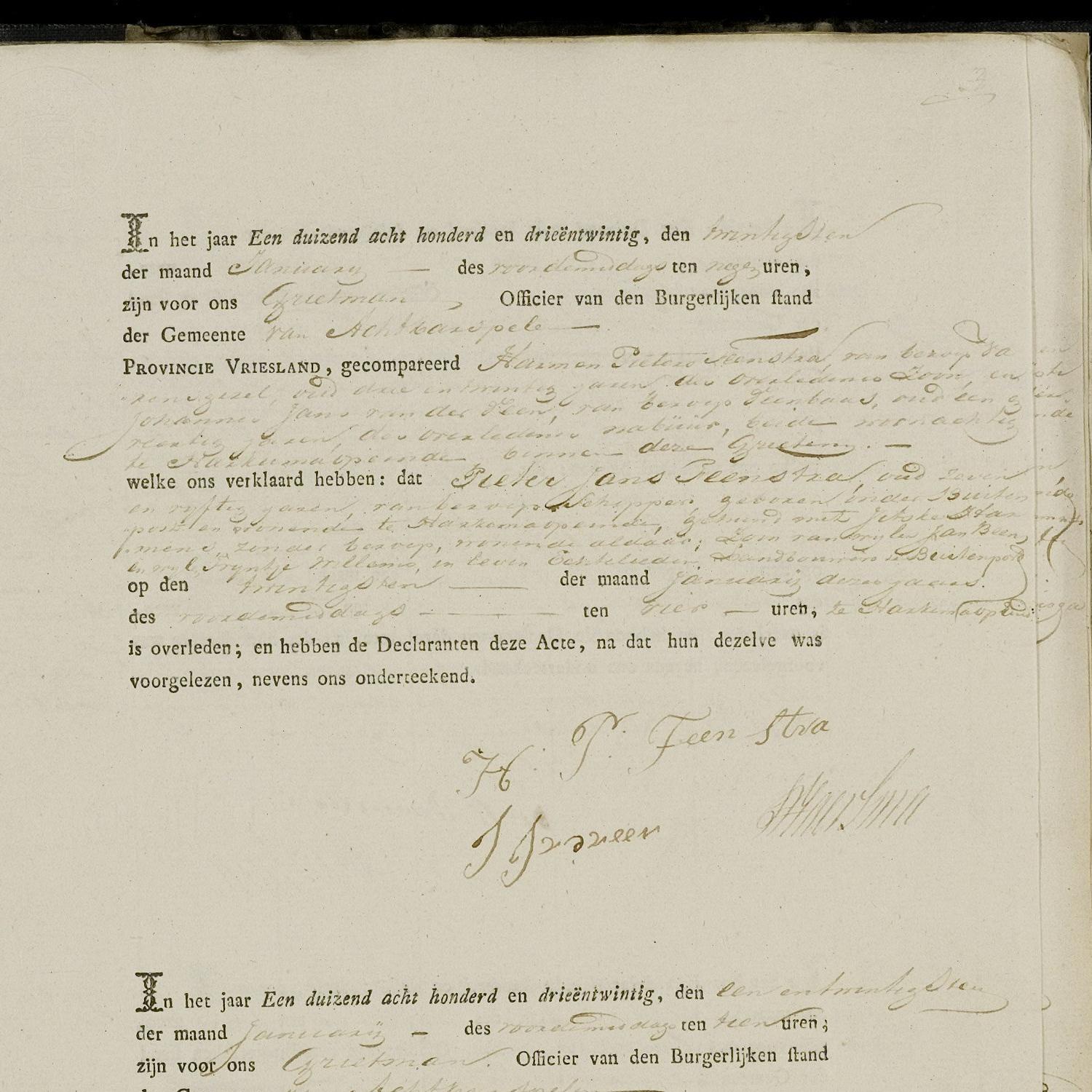 Civil registry of deaths, Achtkarspelen, 1823, sheet 3