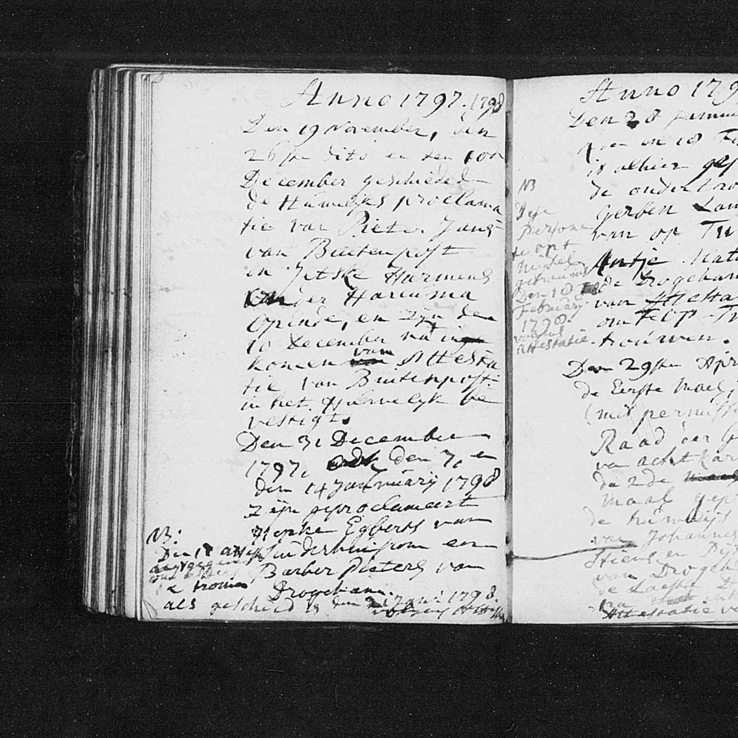 Registry of marriages, Nederlands Hervormde kerk, Drogeham, 1796-1798, sheet 43