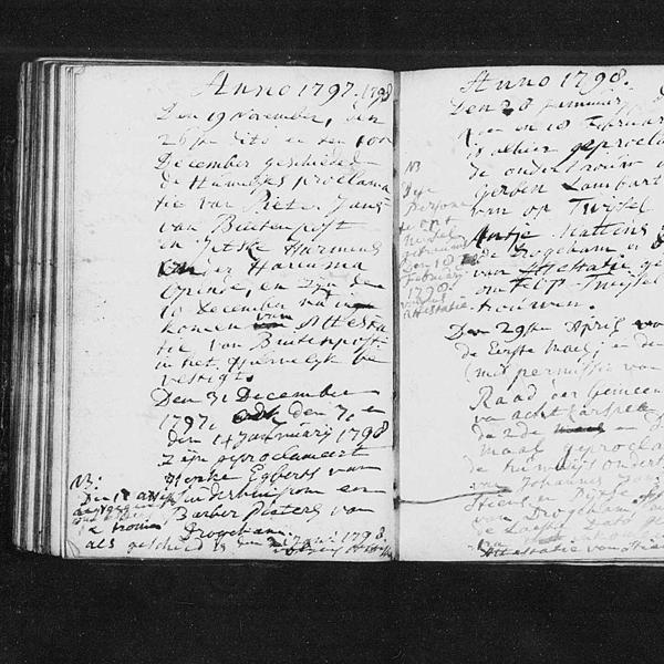 Registry of marriages, Nederlands Hervormde kerk, Drogeham, 1796-1798, sheet 43