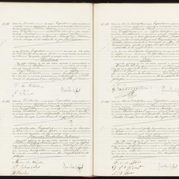 Civil registry of births, Noordwijk, 1897, records 101-104