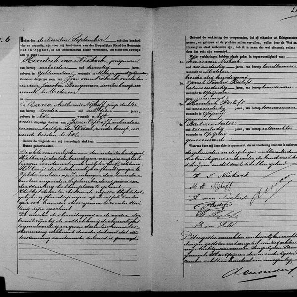 Civil registry of marriages, Est en Opijnen, 1894, record 6