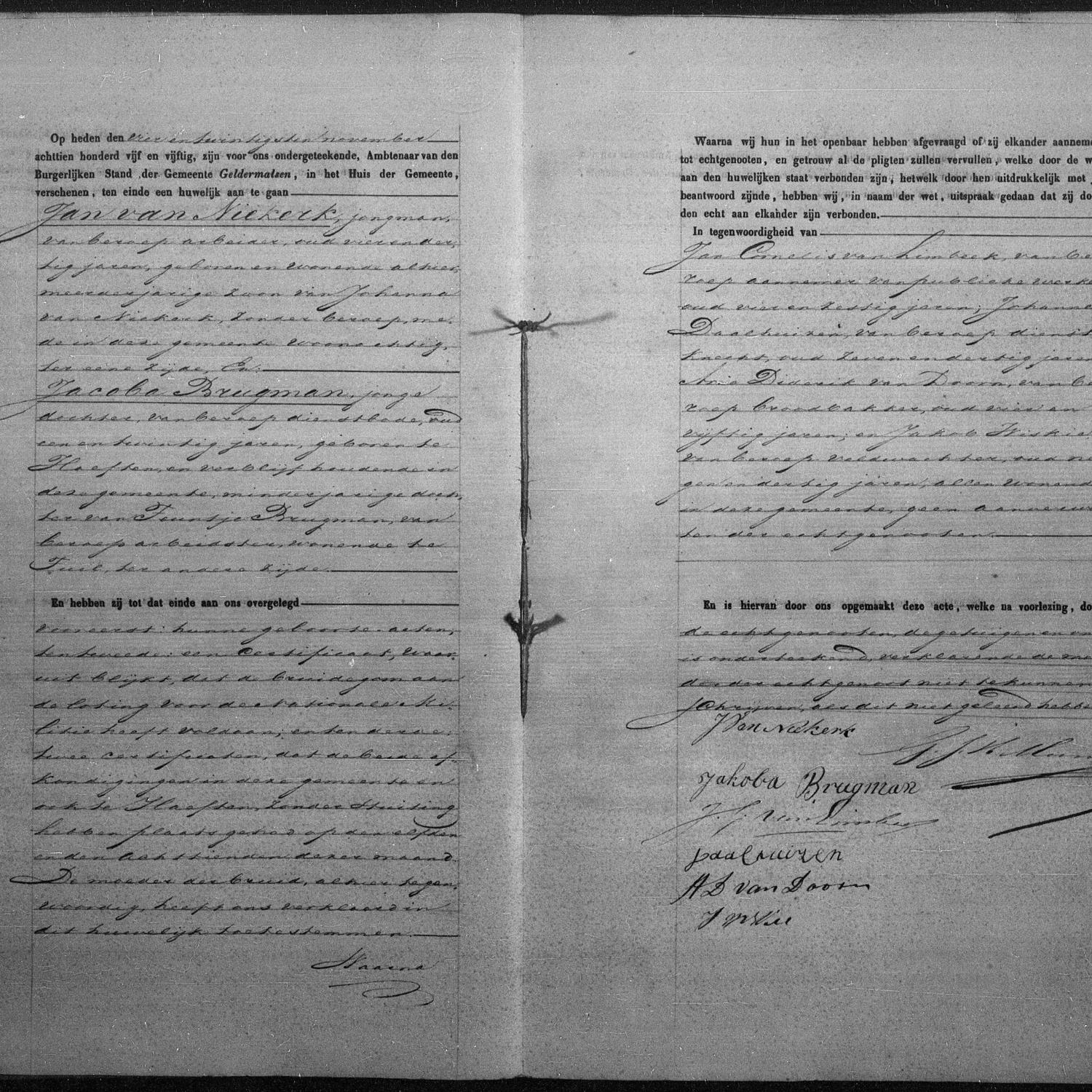 Civil registry of marriages, Geldermalsen, 1855, record 8