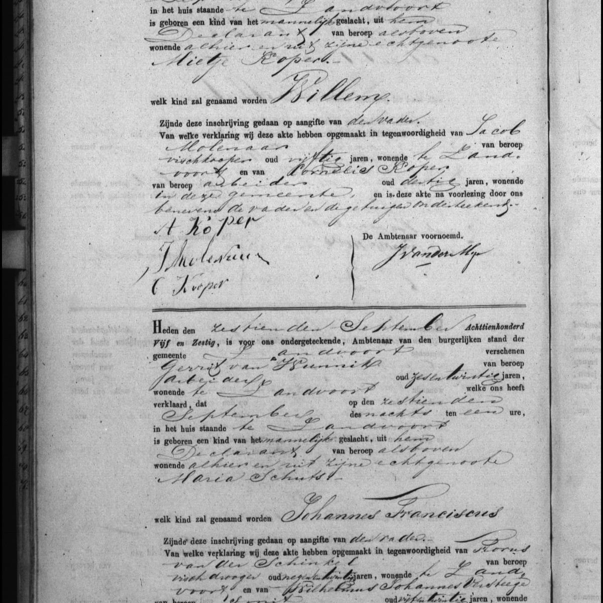 Civil registry of births, Zandvoort, 1865, records 50-51