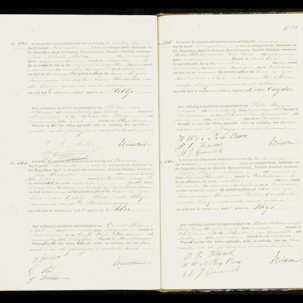 Civil registry of births, Menaldumadeel, 1872, records 302-305