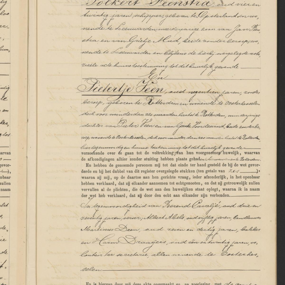 Civil registry of marriages, Oosterhesselen, 1906, record 12