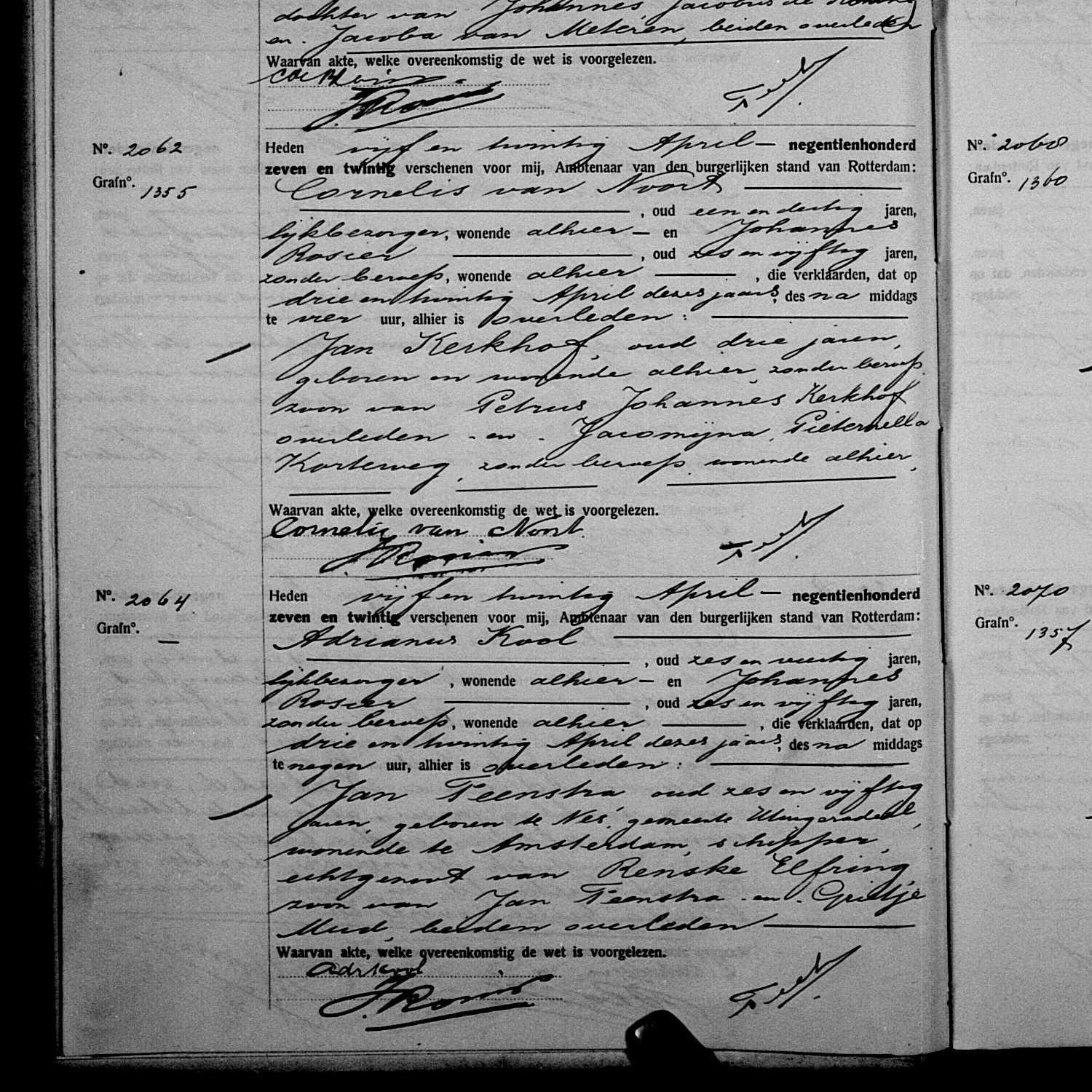 Civil registry, Rechtbank Rotterdam, 1927, records 2060-2070 (even)