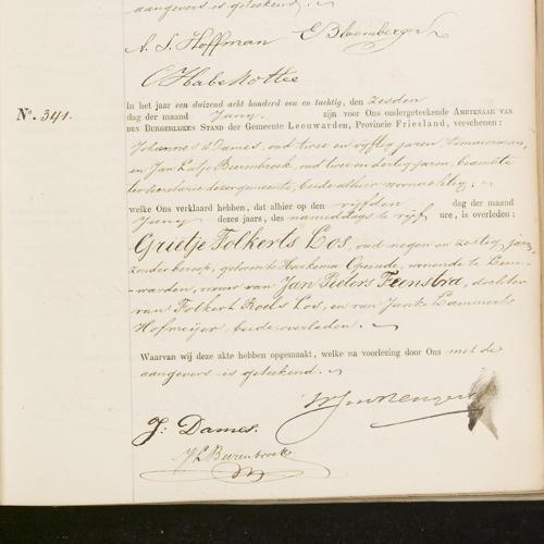 Civil registry of deaths, Leeuwarden, 1881, records 338-341