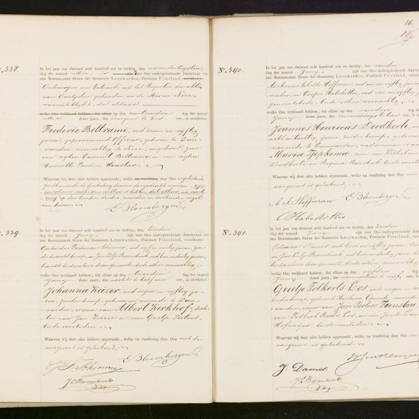 Civil registry of deaths, Leeuwarden, 1881, records 338-341