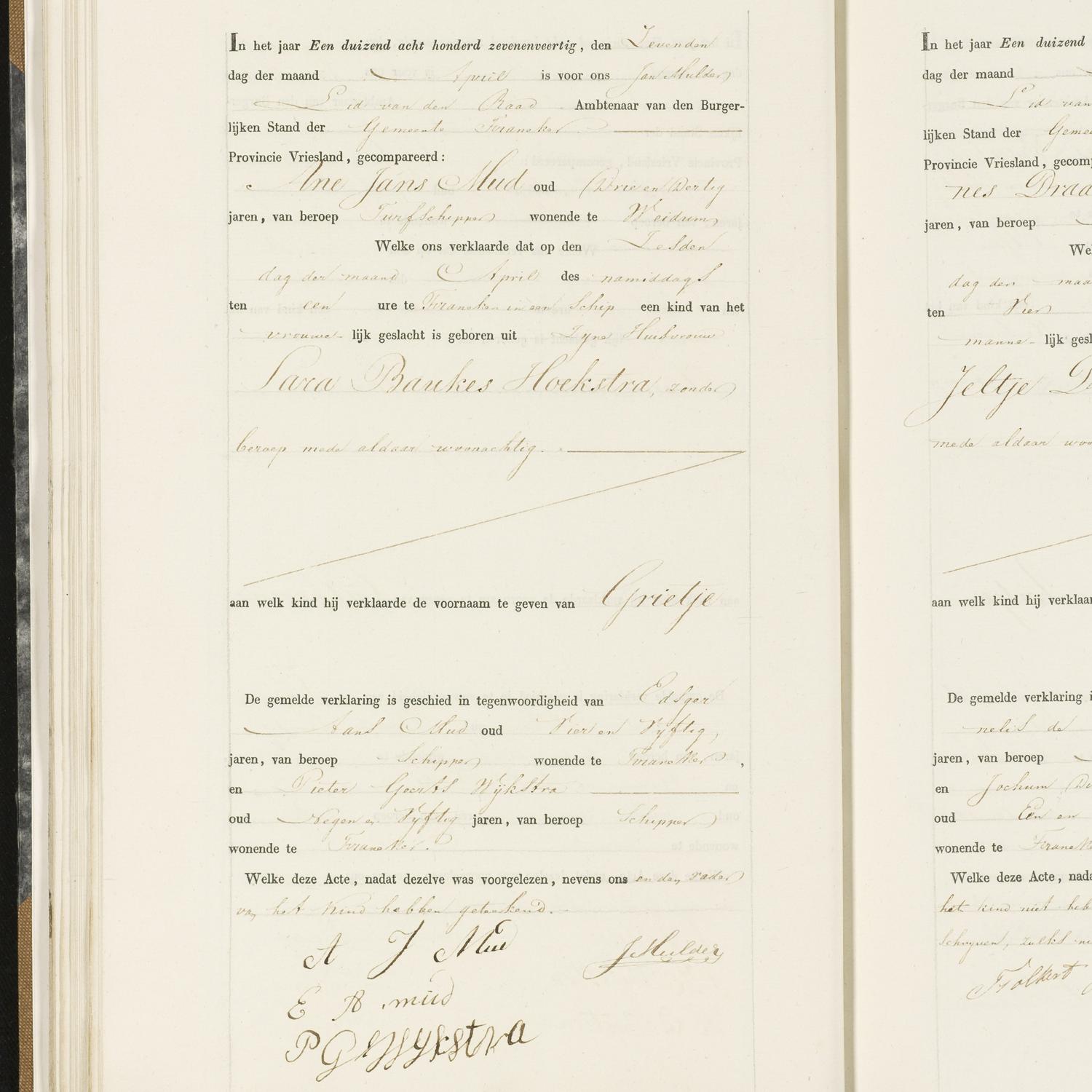 Civil registry of births, Franeker, 1847, sheet 30