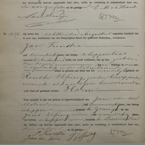 Civil registry of births, Rechtbank Rotterdam, 1904, records 8174-8180 (even)