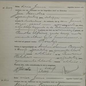 Civil registry of births, Rechtbank Rotterdam, 1908, records 6109-6115 (odd)