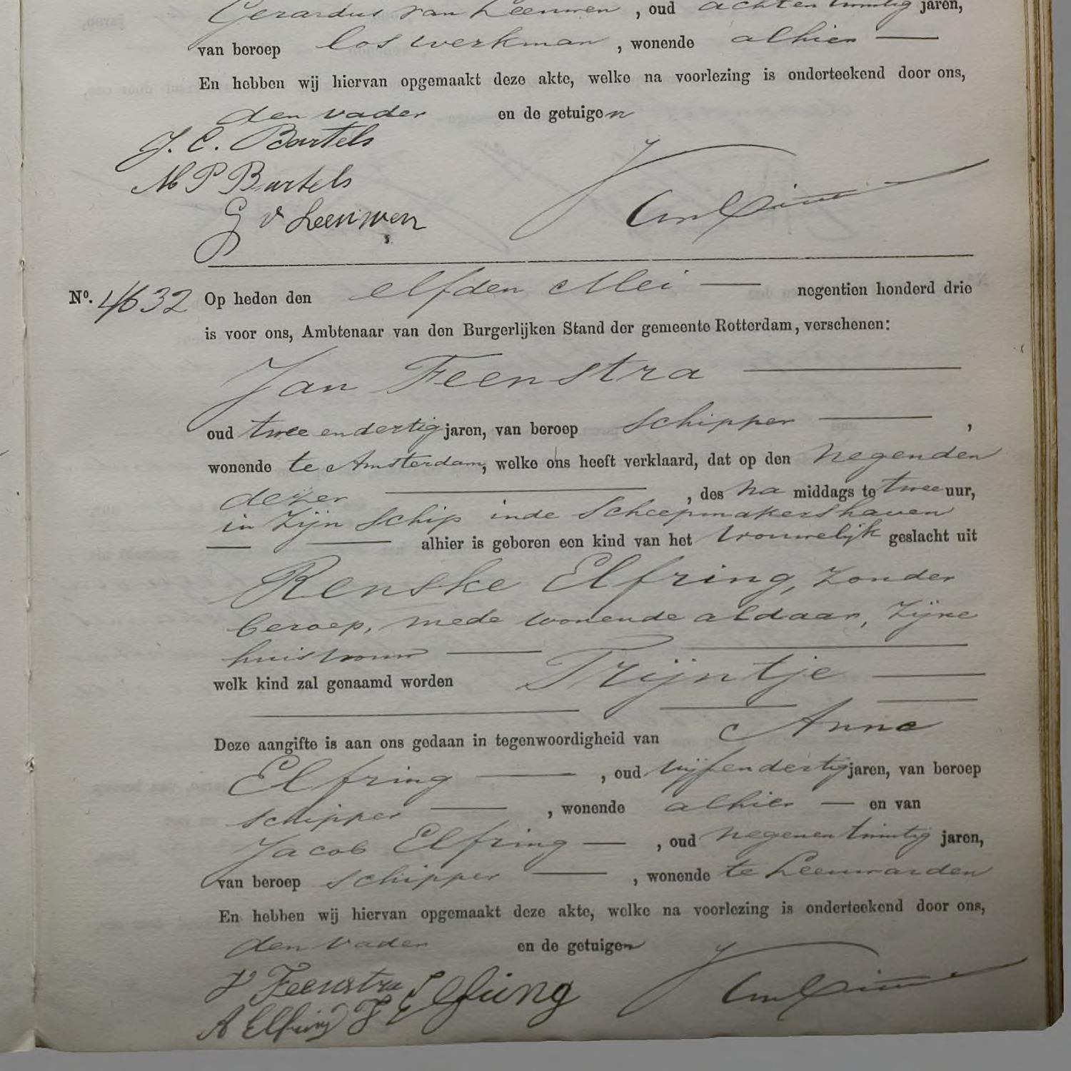 Civil registry of births, Rechtbank Rotterdam, 1903, records 4626-4632 (even)