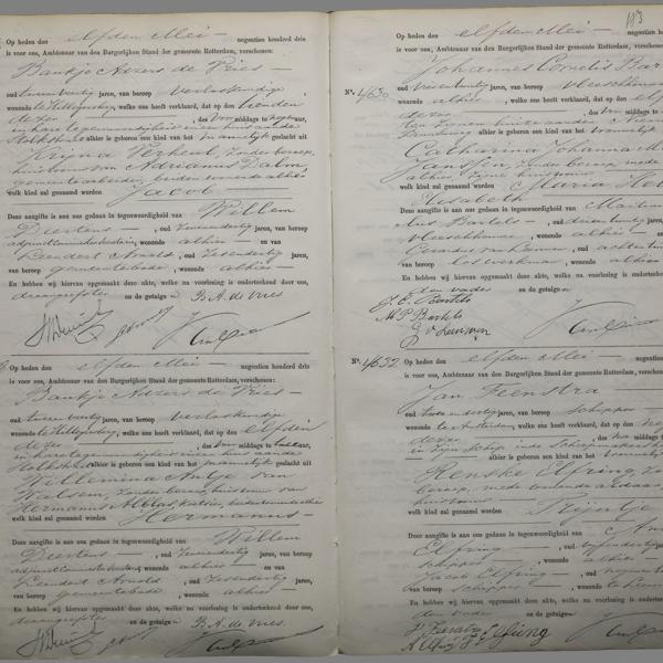 Civil registry of births, Rechtbank Rotterdam, 1903, records 4626-4632 (even)