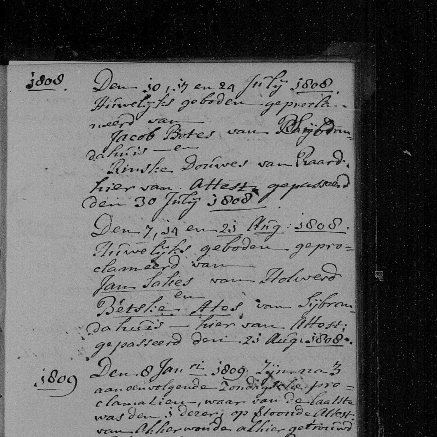 Marriages, Nederlands Hervormde Kerk, Rinsumageest, 1808-04-17 until 1809-01-08