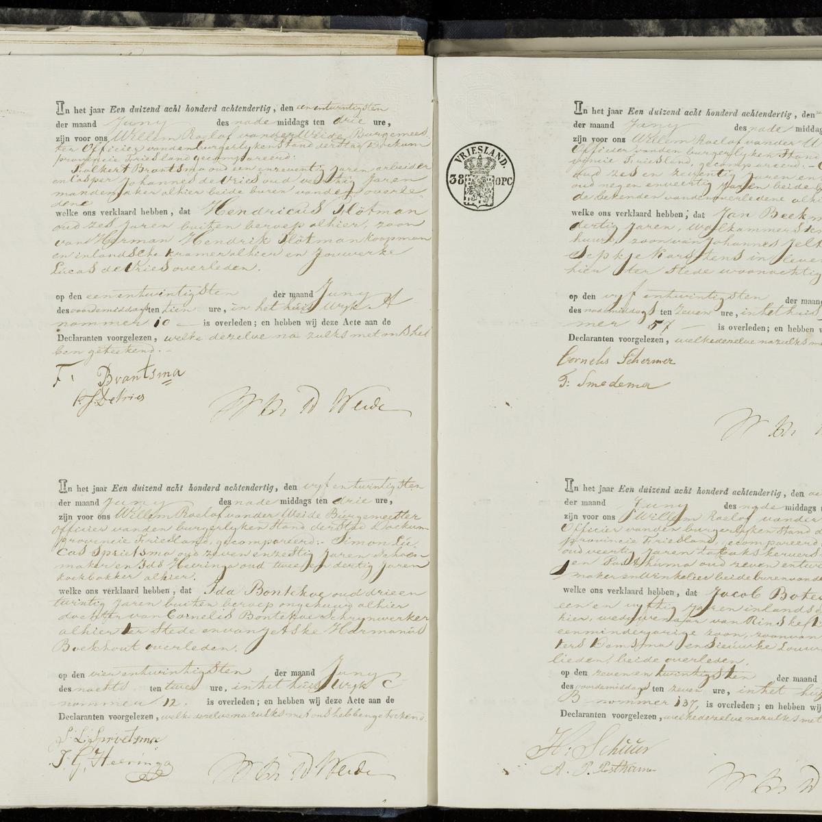 Civil registry of deaths, Dokkum, 1838, sheet 10