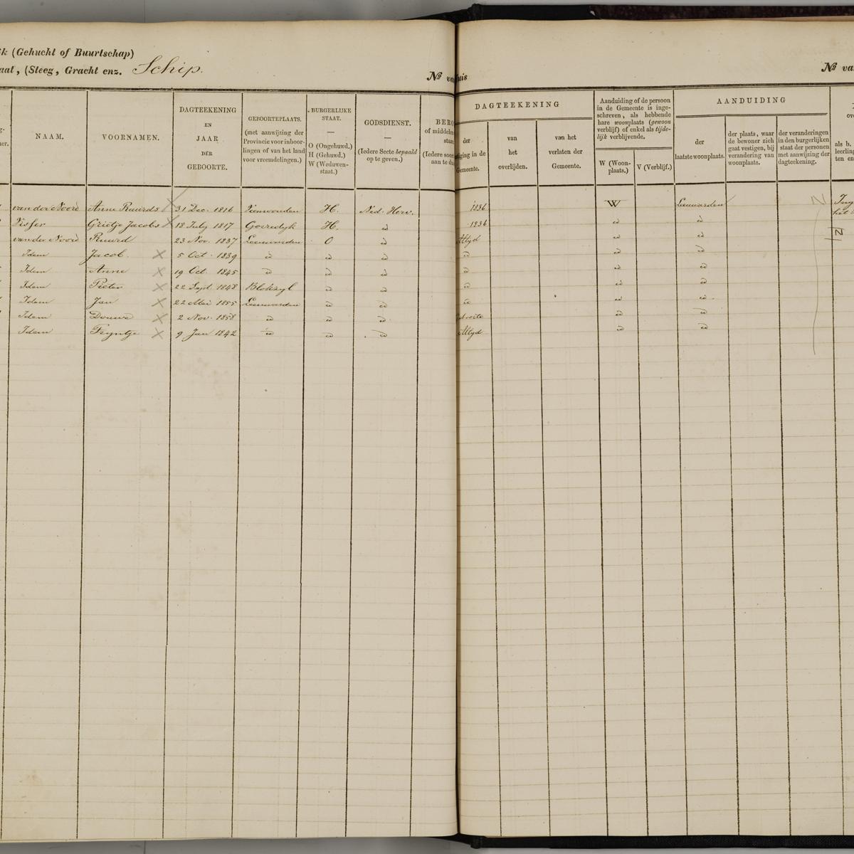 Population registry, Leeuwarden, 1848-1859, sheet 199