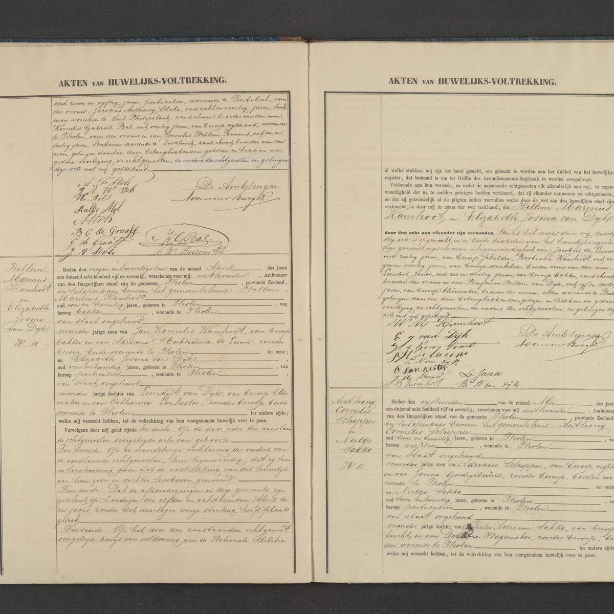Civil registry of marriages, Tholen, 1875, records 9-11