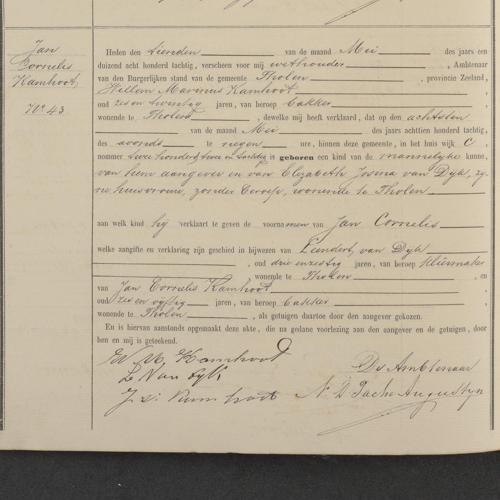 Civil registry of births, Tholen, 1880, records 42-45