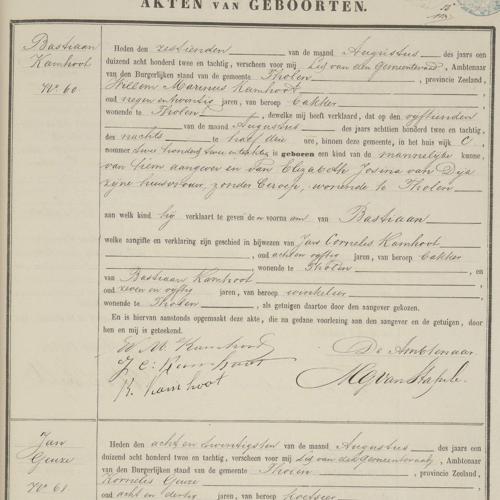 Civil registry of births, Tholen, 1882, records 58-61