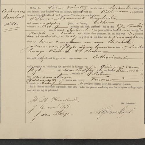 Civil registry of births, Tholen, 1884, records 80-83