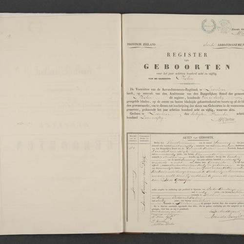 Civil registry of births, Tholen, 1858, record 1