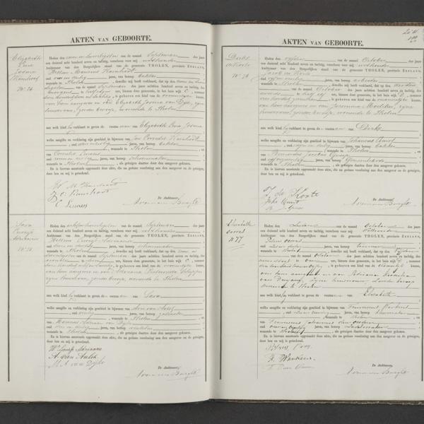 Civil registry of births, Tholen, 1887, records 74-77