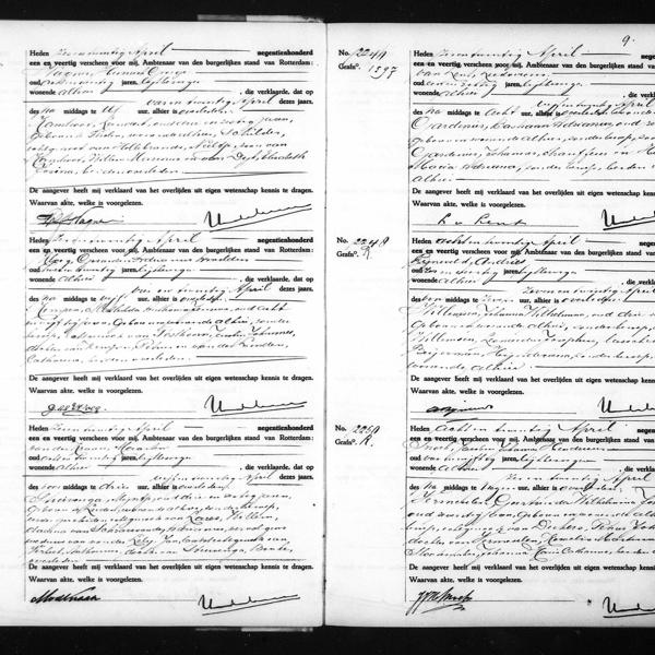 Civil registry of deaths, Rotterdam, 1941, records 2240-2250 (even)