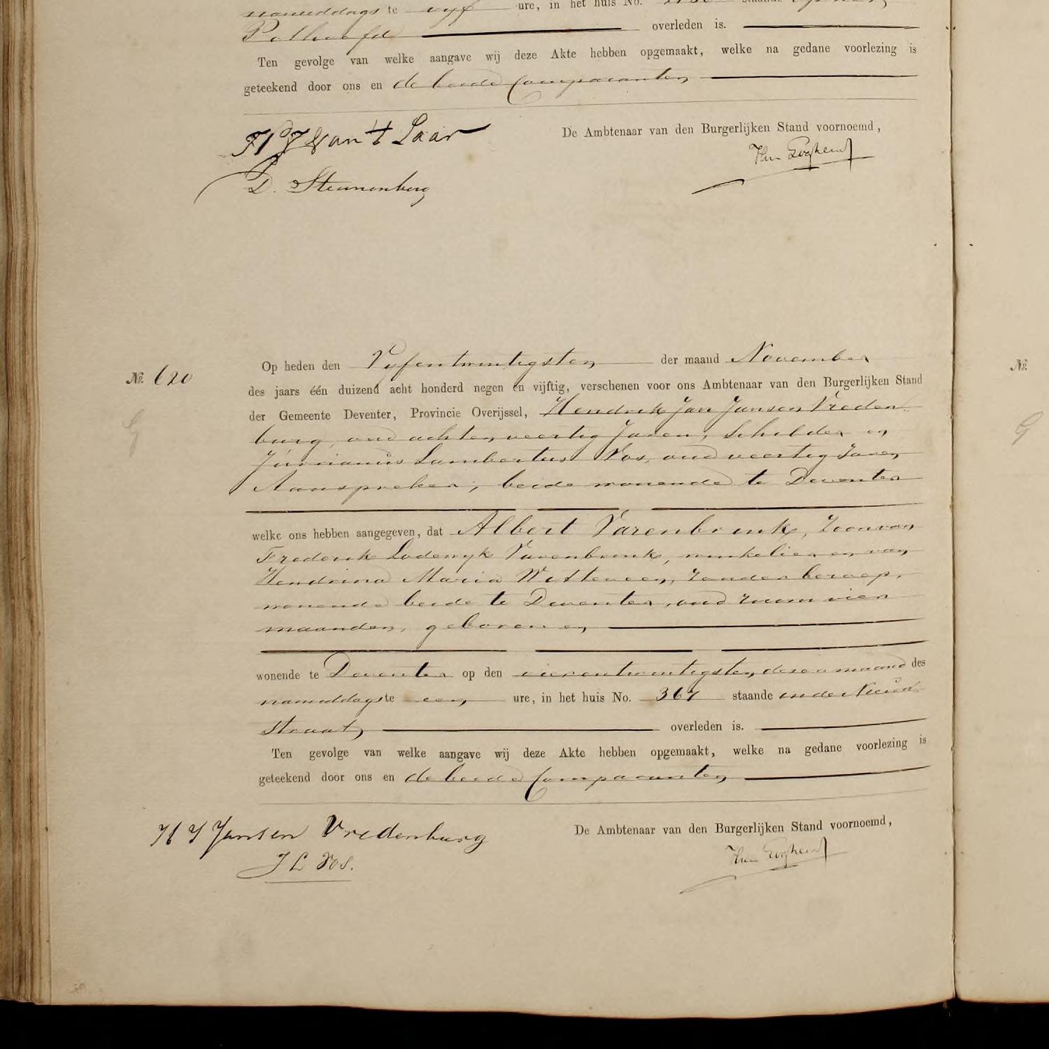 Civil registry of deaths, Deventer, 1859, records 619-622