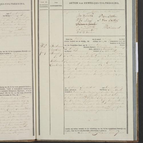 Civil registry of marriages, Veere, 1826, records 1-2