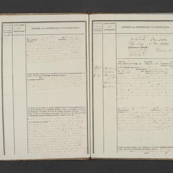 Civil registry of marriages, Veere, 1826, records 1-2