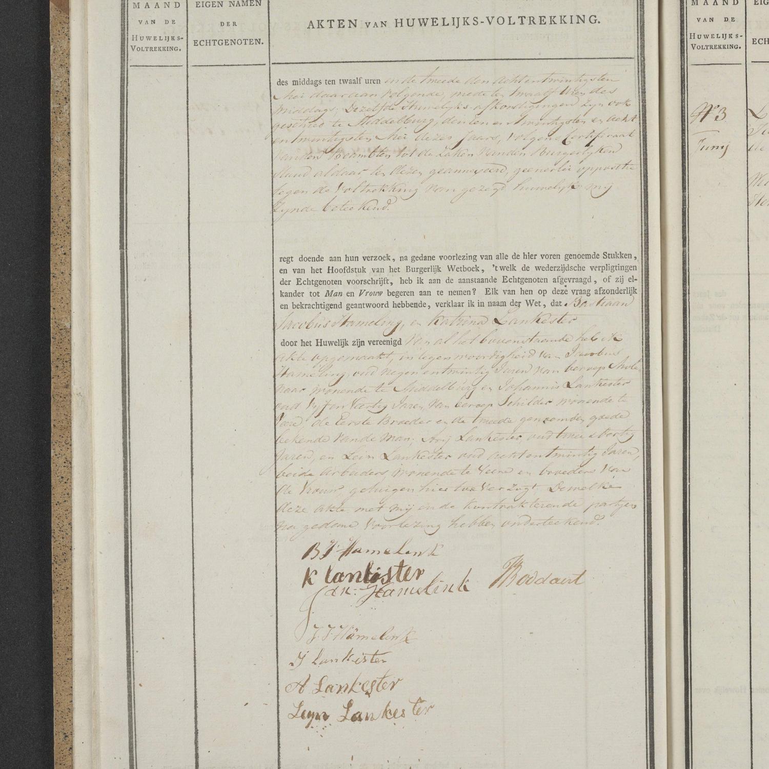 Civil registry of marriages, Veere, 1826, records 2-3