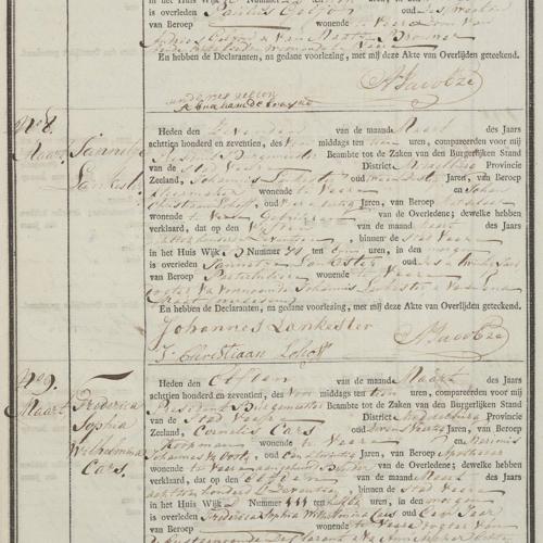 Civil registry of deaths, Veere, 1817, records 4-9