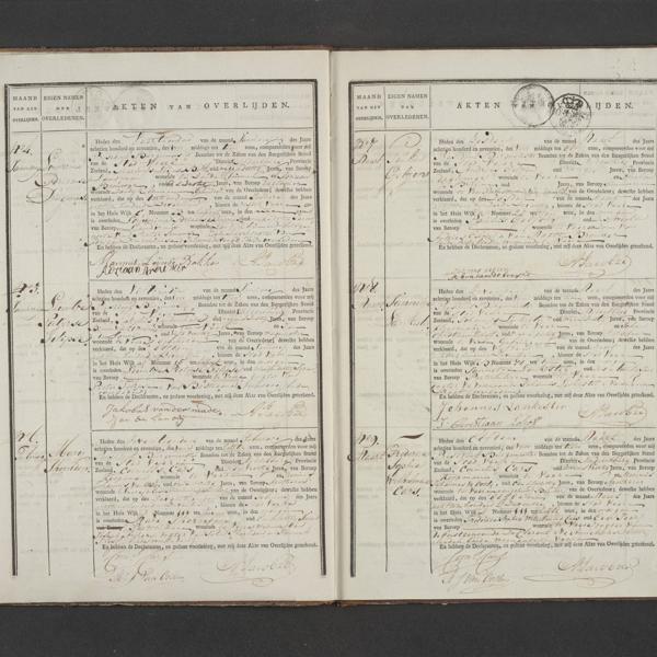 Civil registry of deaths, Veere, 1817, records 4-9
