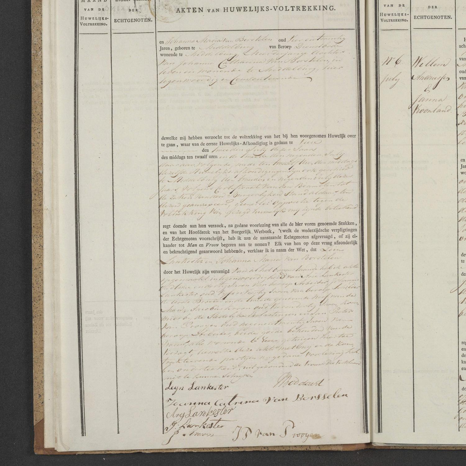 Civil registry of marriages, Veere, 1826, records 5-6