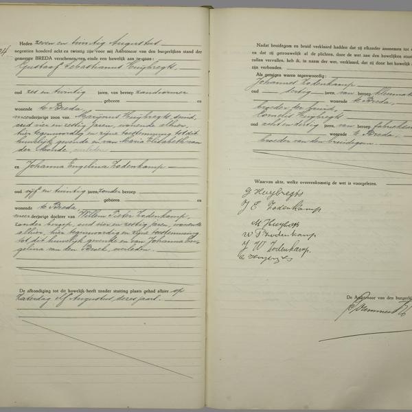 Civil registry of marriages, Breda, 1928, record 204