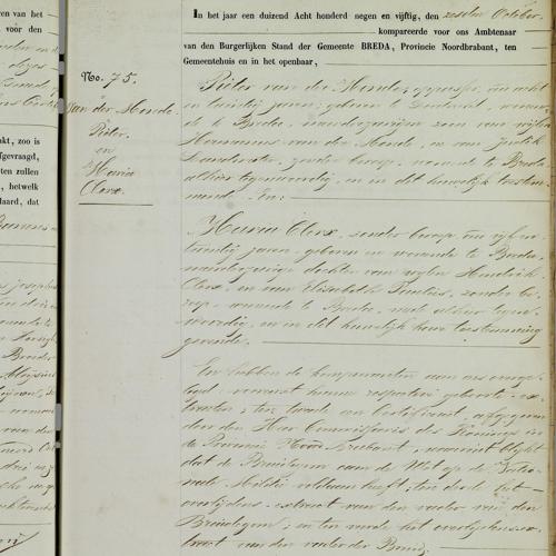 Civil registry of marriages, Breda, 1859, record 75, right page