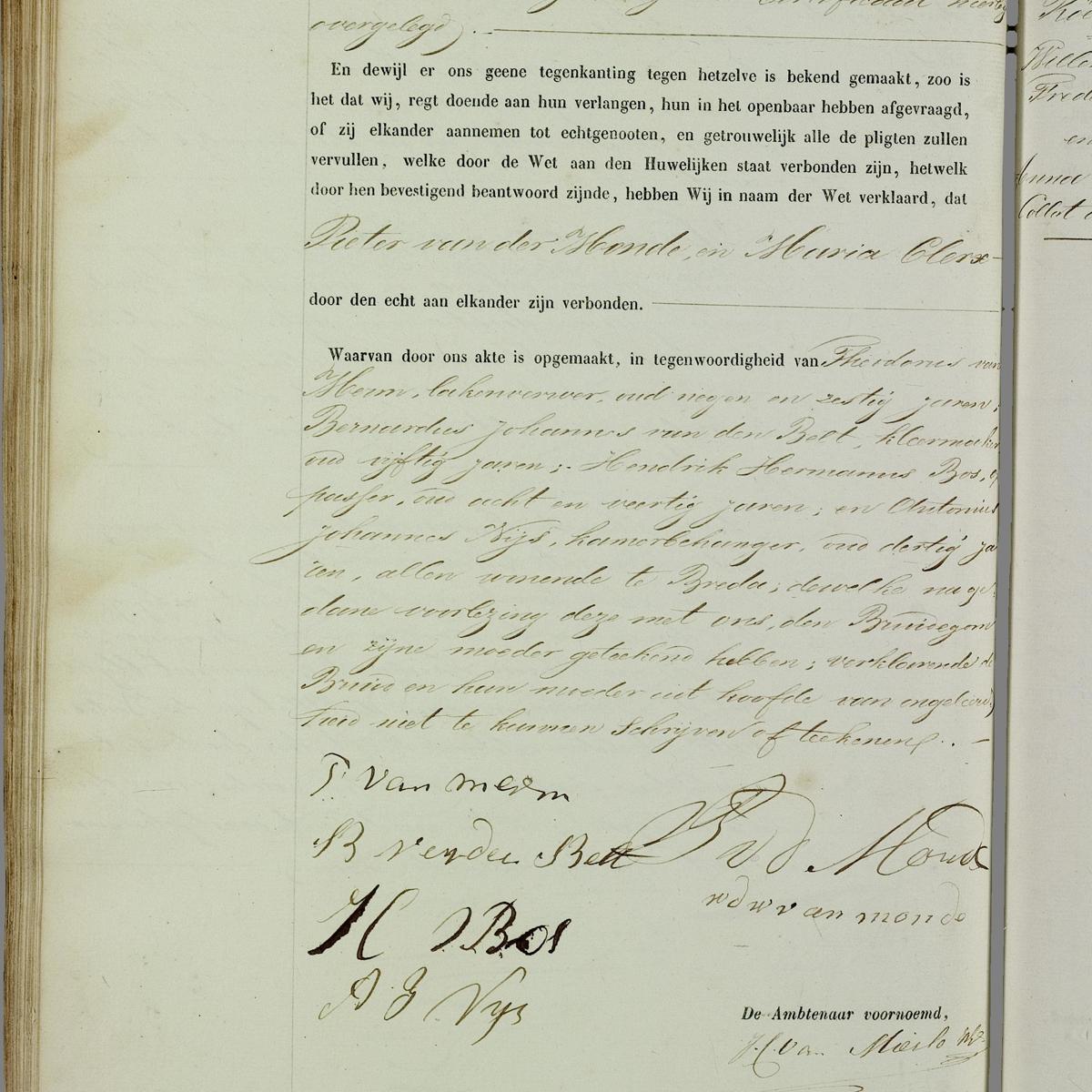 Civil registry of marriages, Breda, 1859, record 75, left page