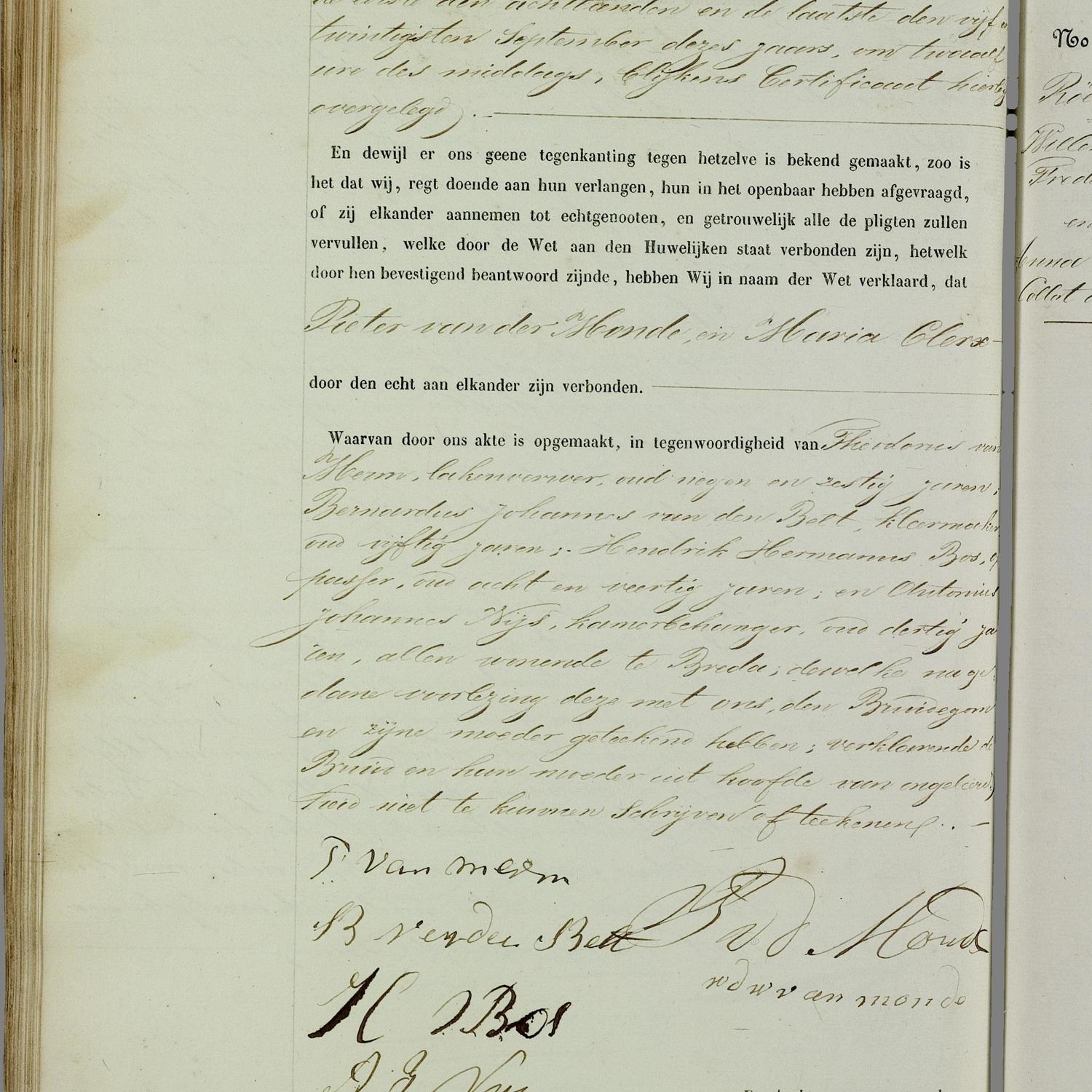 Civil registry of marriages, Breda, 1859, record 75, left page