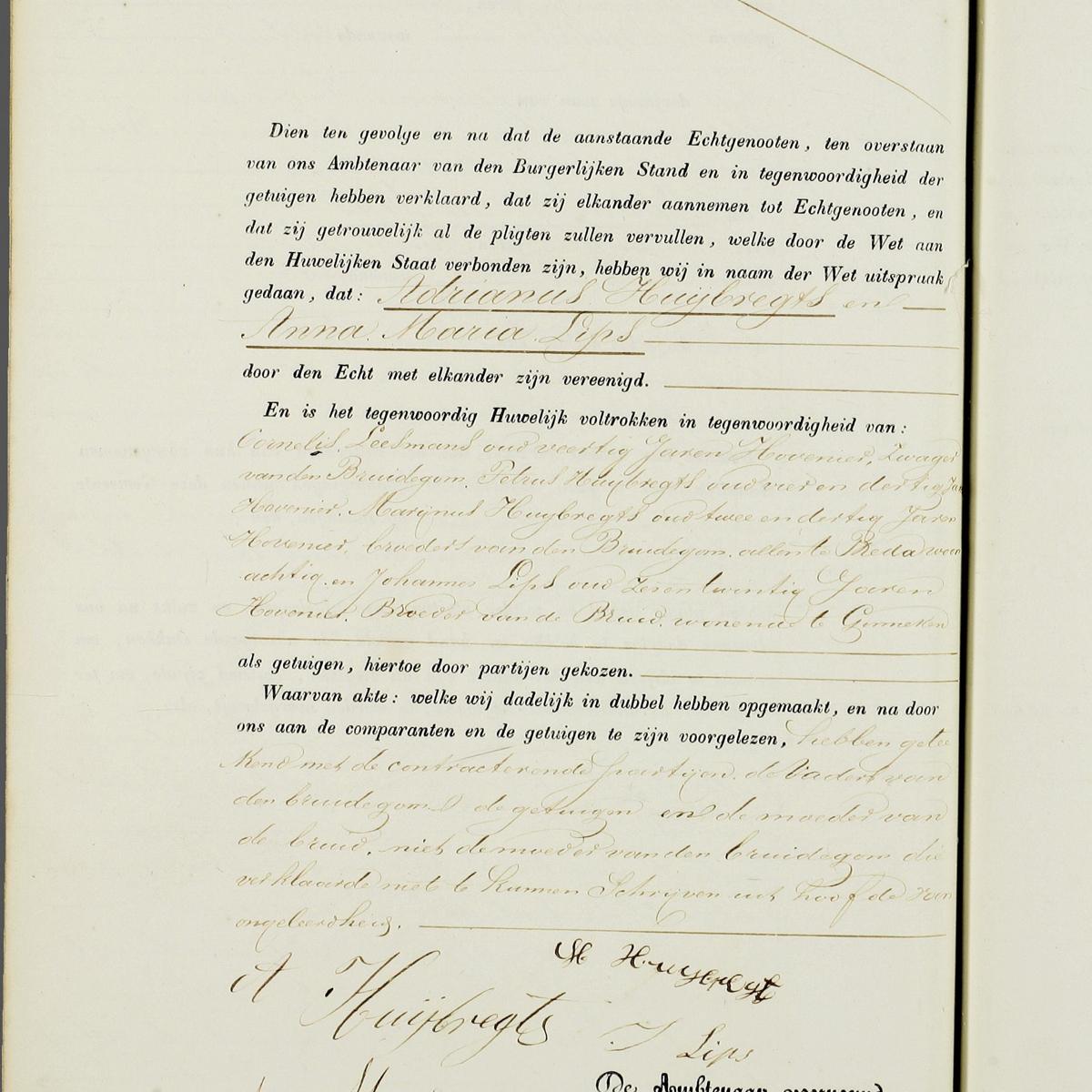 Civil registry of marriages, Ginneken en Bavel, 1857, record 2, left page