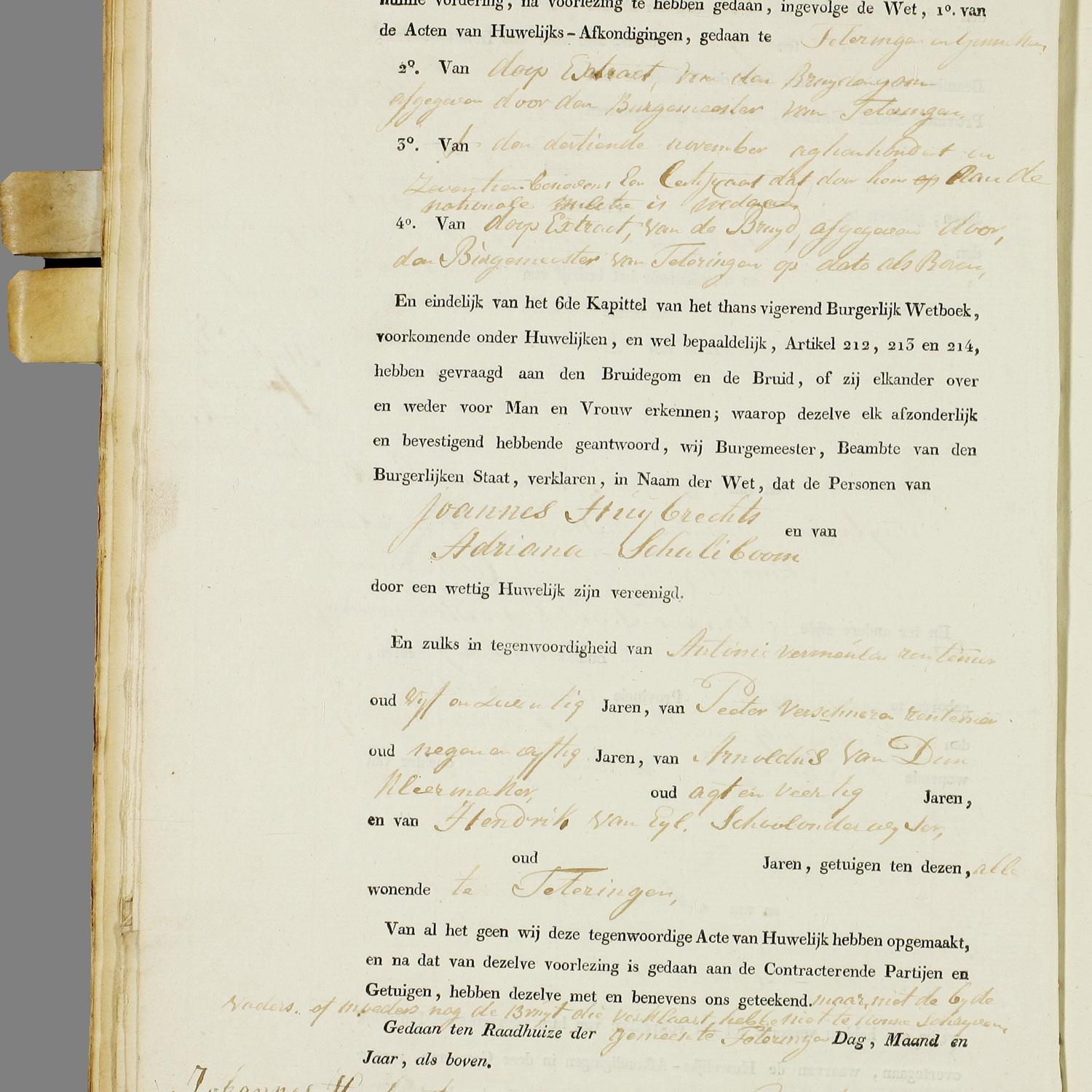 Civil registry of marriages, Teteringen,1817, record 5, left page