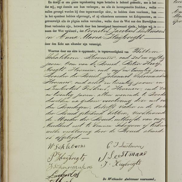 Civil registry of marriages, Breda, 1846, record 74, left page