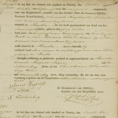 Civil registry of births, Breda, 1820, records 278-281