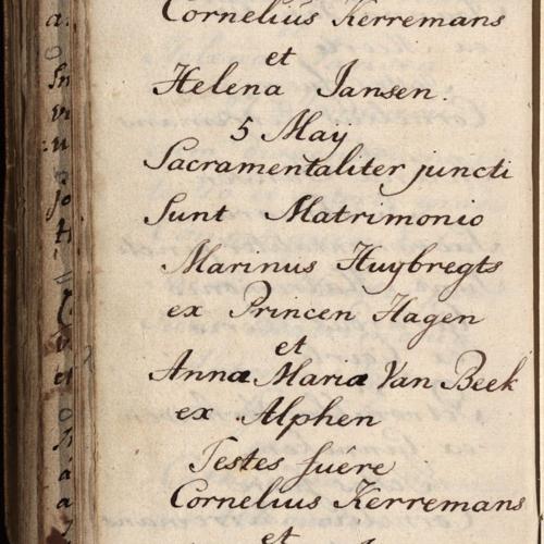 Registry of marriages, Roman Catholic church, Ginneken, 1793, sheet 72v