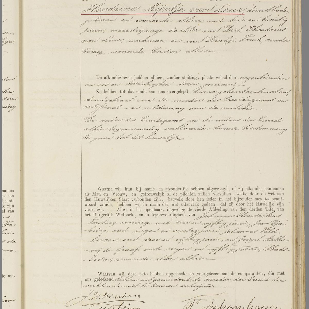Civil registry of marriages, Utrecht, 1889, record 223