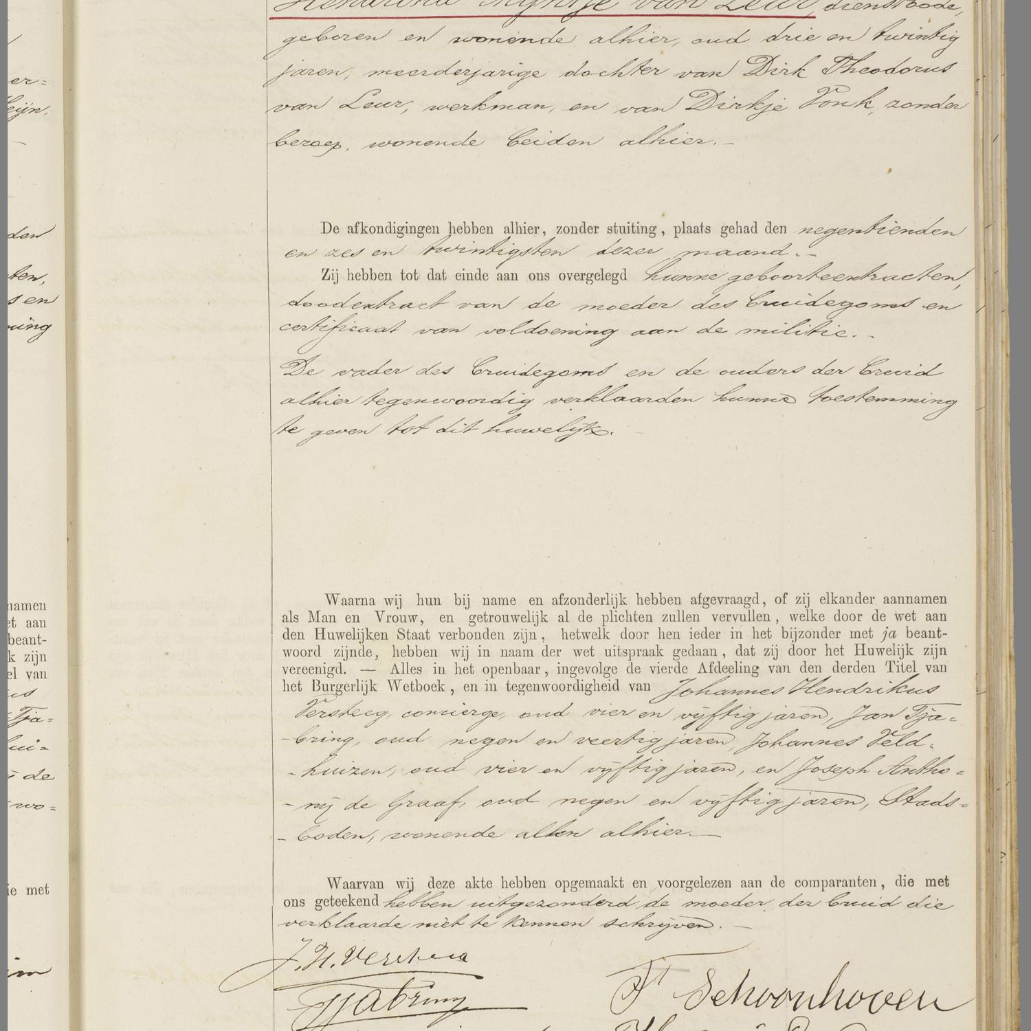 Civil registry of marriages, Utrecht, 1889, record 223