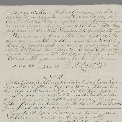 Civil registry of births, Tull en 't Waal, 1826, records 14-15