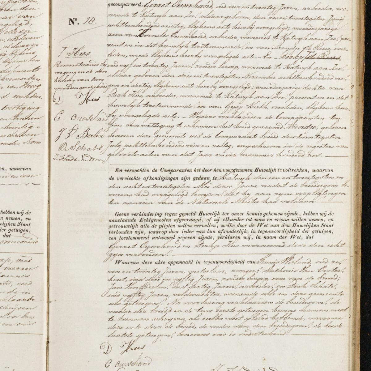Civil registry of marriages, Katwijk, 1865, record 18