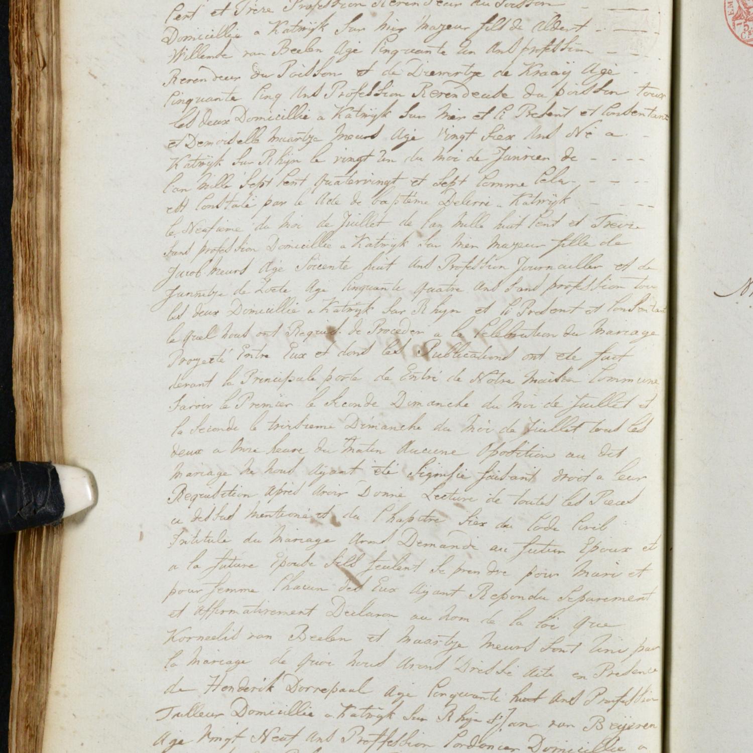 Civil registry of marriages, Katwijk, 1813, record 13