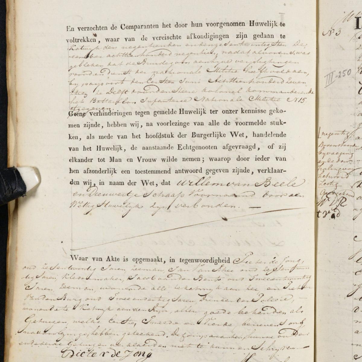 Civil registry of marriages, Katwijk, 1820, record 2, second page